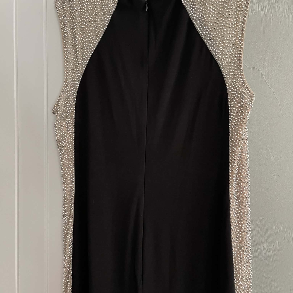 Xscape Black Dress with Champagne Sequin Mesh